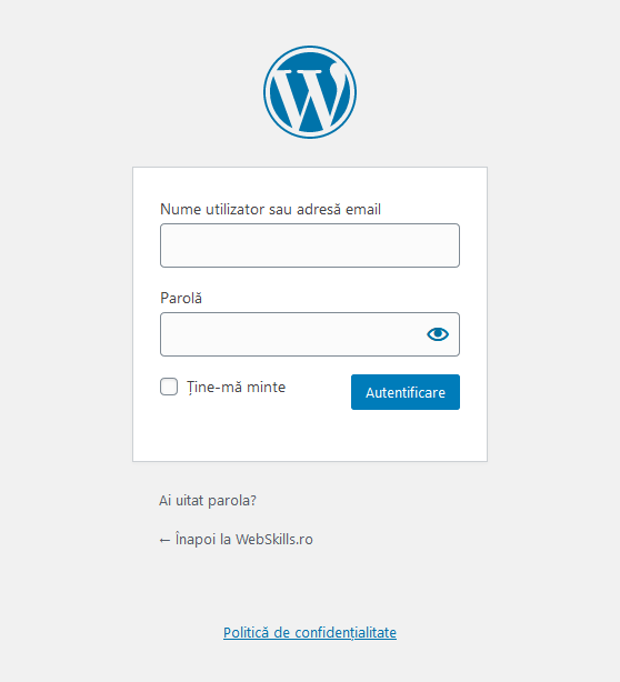 Autentificare WebSkills.ro WordPress